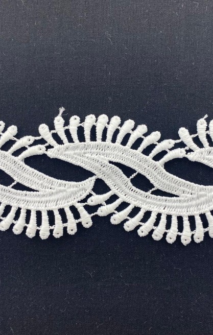 4 cm Beyaz Güpür Mat Polyester Brode Bant