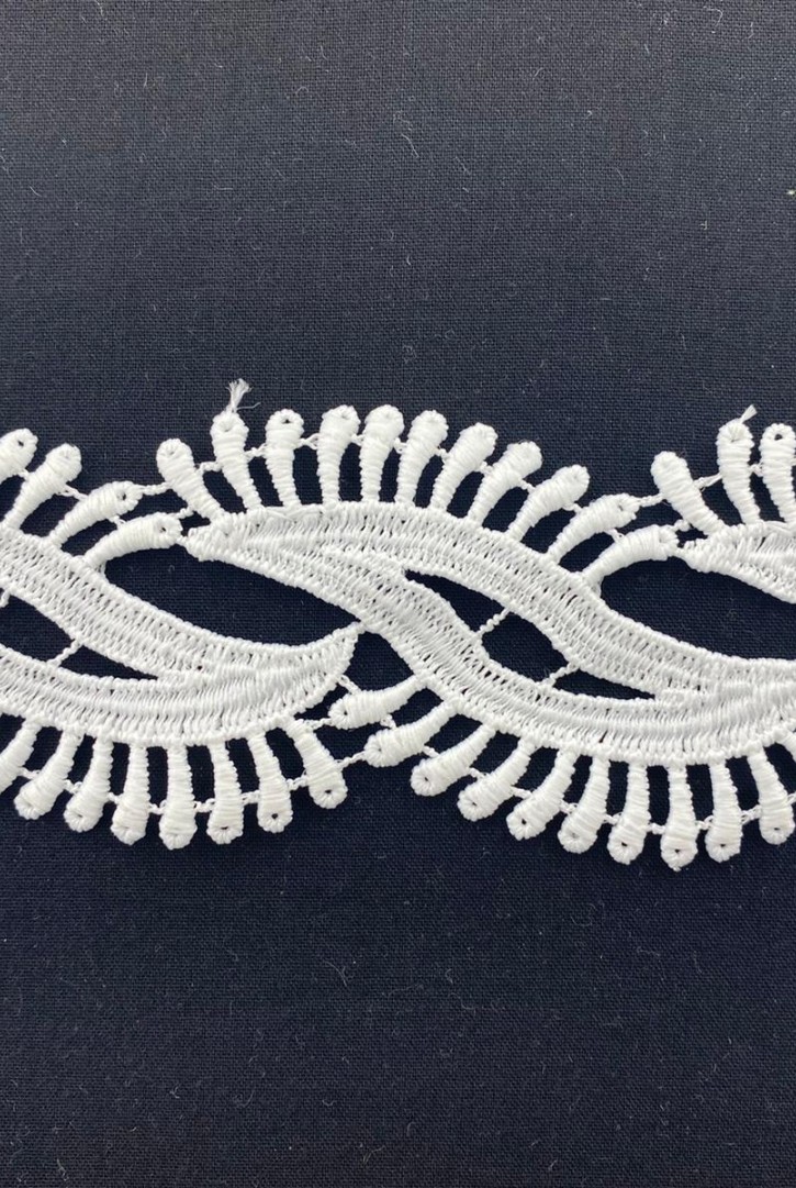 4 cm Beyaz Güpür Mat Polyester Brode Bant