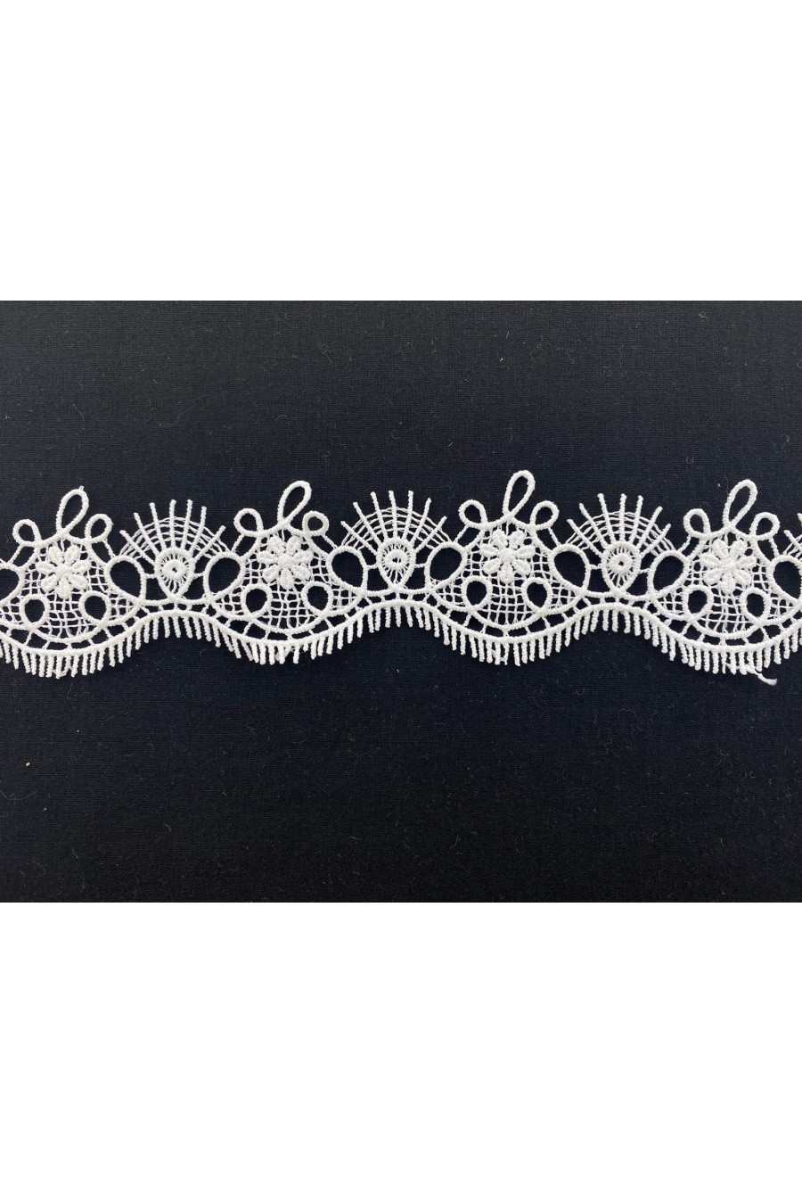 Beyaz Mat Polyester Güpür Brode Bant, 5 cm Beyaz Mat Polyester Güpür Brode Bant, 5 cm