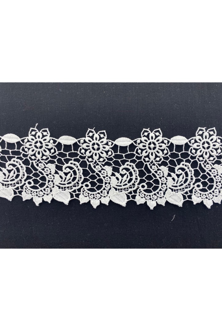 Mat Polyester Güpür Brode Bant, 8 cm