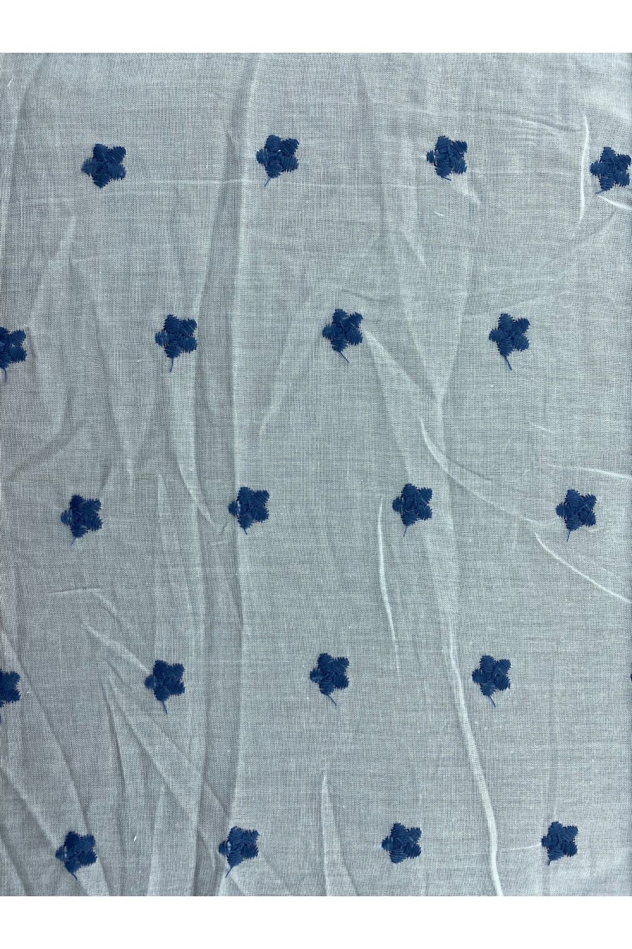 15832-METRE İndigo Çiçek Nakışlı Yerli Brode Kumaş - 135 cm
