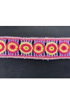 Mor-Pembe-Sarı Tığ İşi Bant, 4 cm