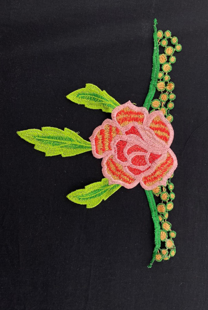 Renkli Aplik Yaka Bant - İthal Polyester, 25 cm (2874)