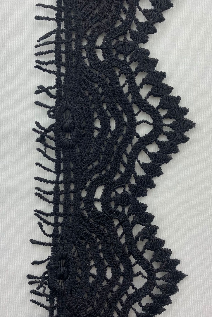 Siyah Mat Polyester Güpür Brode Bant