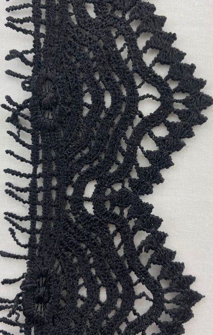 Siyah Mat Polyester Güpür Brode Bant