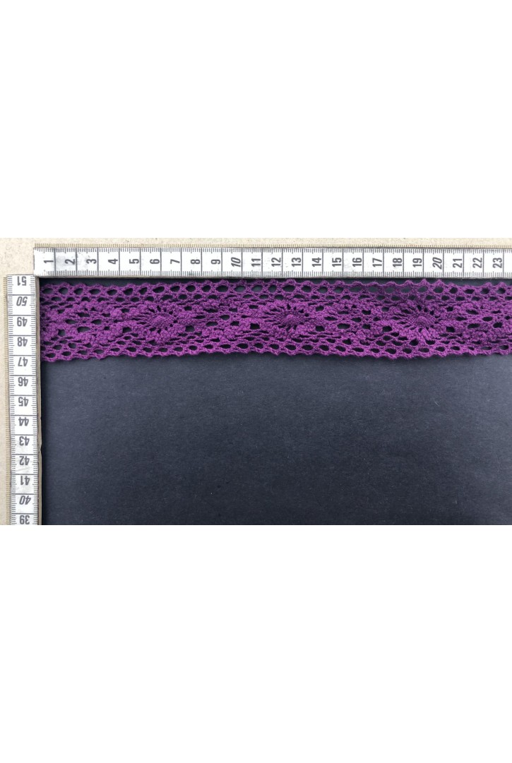 Kopanakili Mor Pamuk Dantel Bant, Yerli, 3,6 cm
