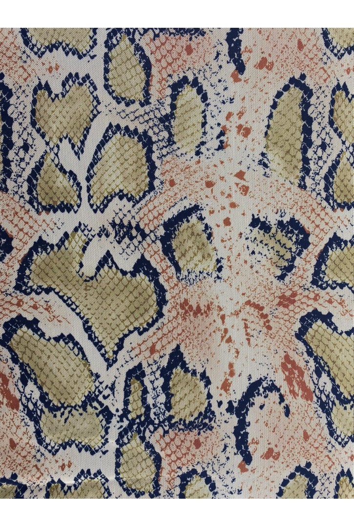 Bej Yılan Baskılı Likralı Tül, Yerli, 160 cm