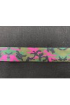 8610-METRE 3 cm Kamuflaj Desenli Yeşil-Pembe Şerit, Yerli Raşel Polyester