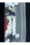 Tül Üzeri İthal Bant Gri Tül Pullu Mat Gümüş 4.5 CM