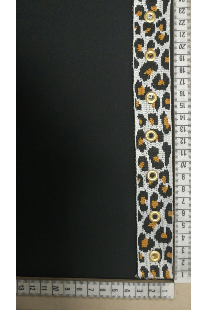 Şerit Yerli Bant Polyester Ham Zemin Taş Siyah Benek