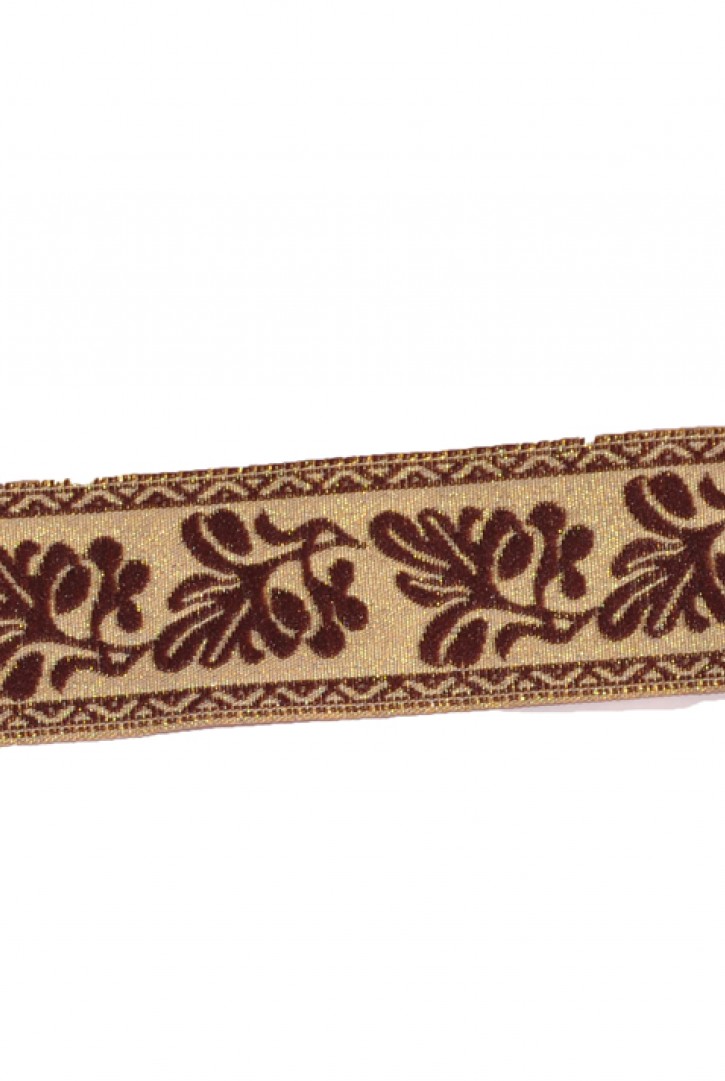 Jakar Desenli Kahverengi Polyester Şerit - 25 mm