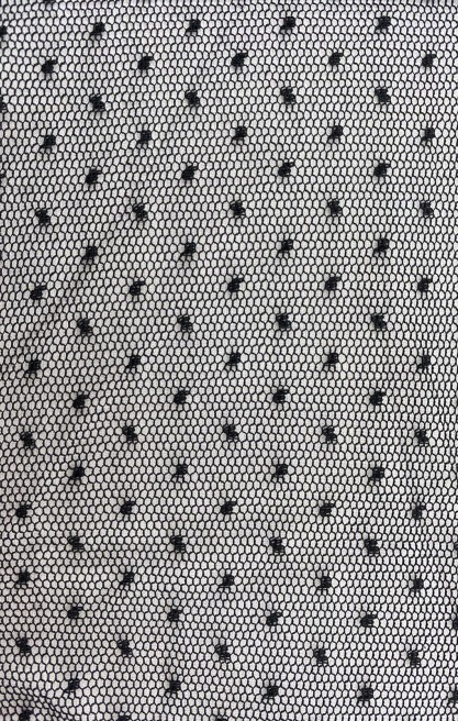 Siyah Dik Pliseli Puantiyeli Tül - 150 cm