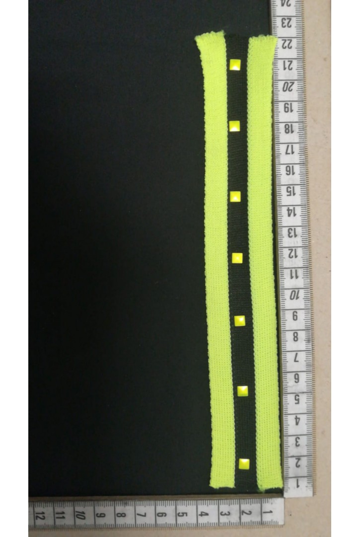 Sarı-Siyah Neon Taşlı Polyester Şerit Bant