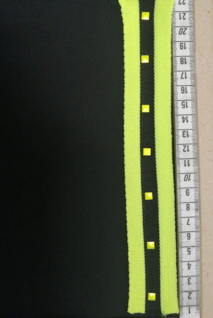 Sarı-Siyah Neon Taşlı Polyester Şerit Bant