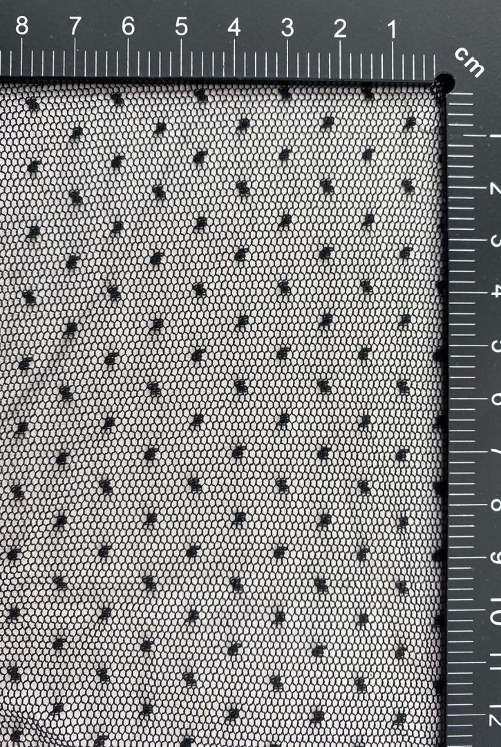 Siyah Puantiyeli Polyester Tül