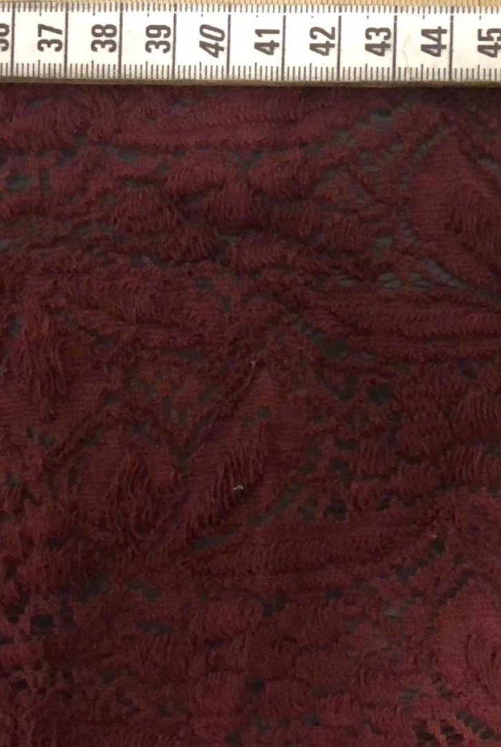 Bordo Likrasız Pamuk Naylon Dantel