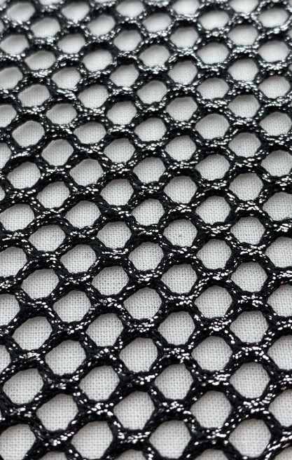 6633 DANTEL/YERLİ/POLYESTER/FİLE/GÜMÜŞ VARAK BASKI/SİYAH