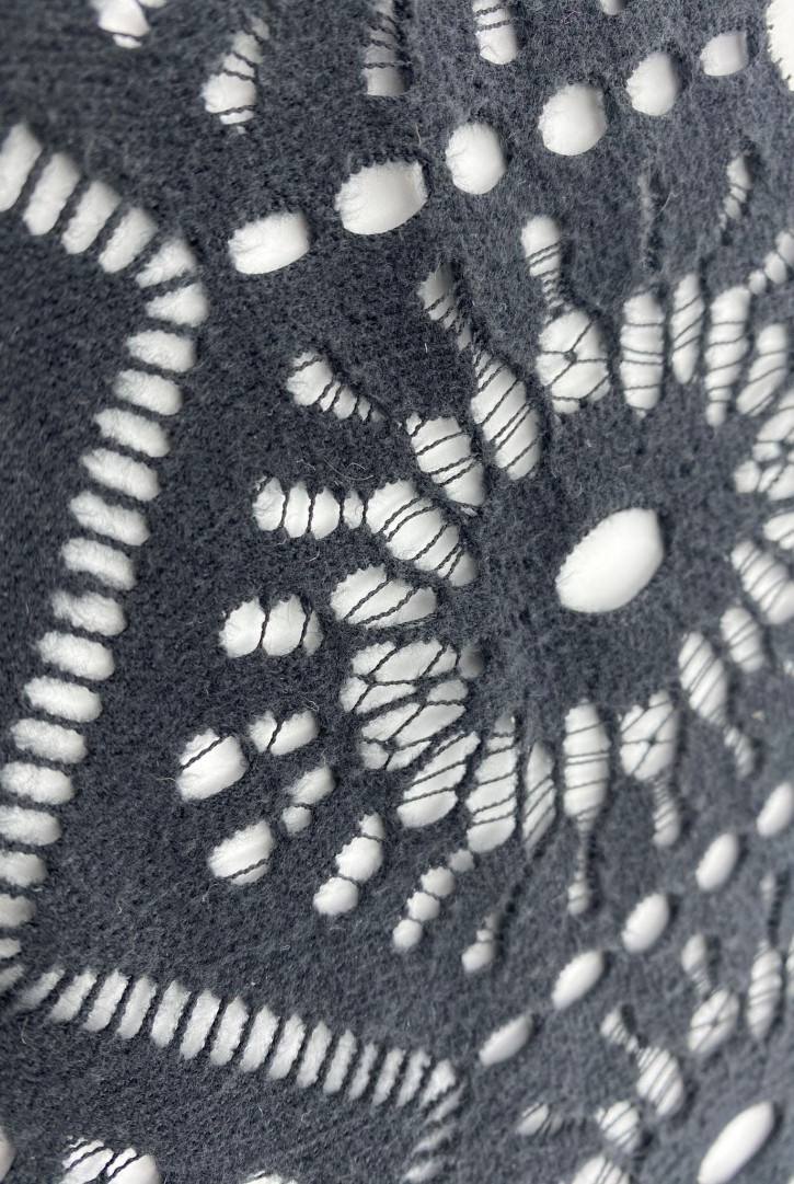 Siyah Şardonlu Mikro Polyester Dantel | Yerli Üretim