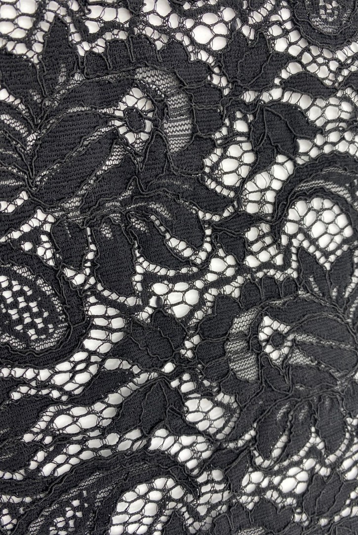 Siyah Pamuk Naylon Dantel Kumaş, Likrasız