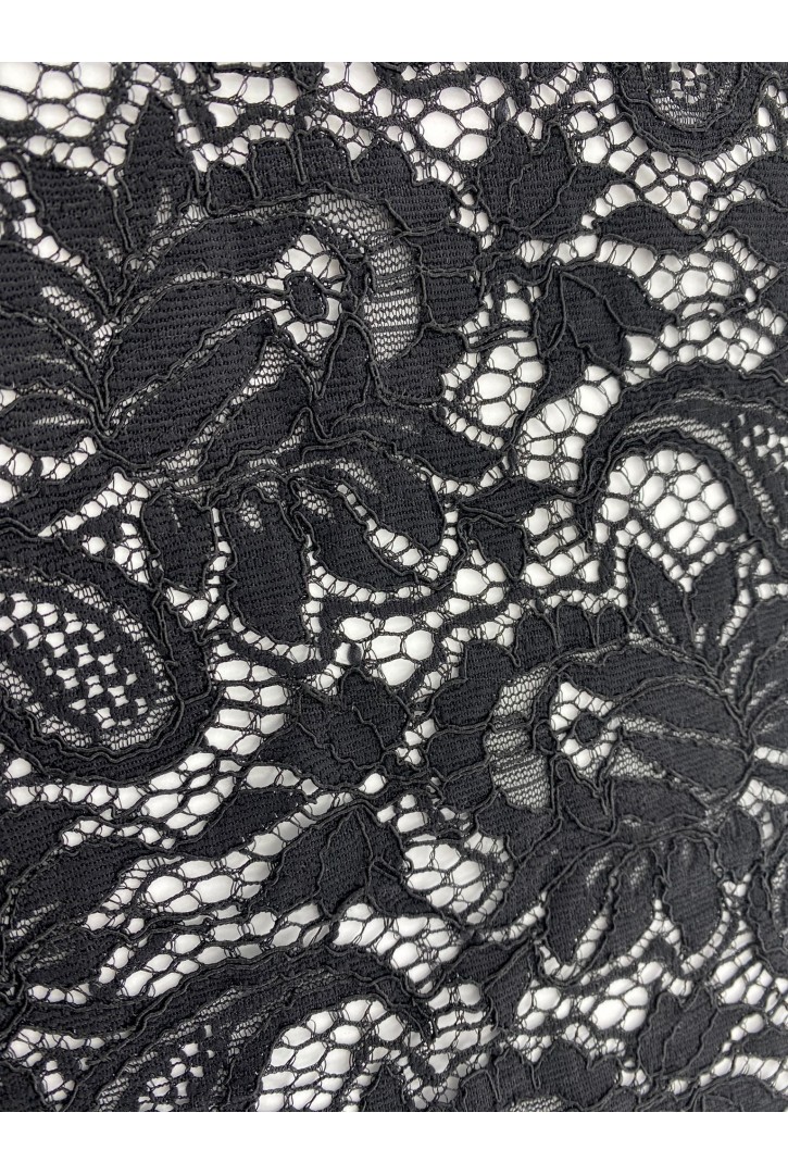 Siyah Pamuk Naylon Dantel Kumaş, Likrasız