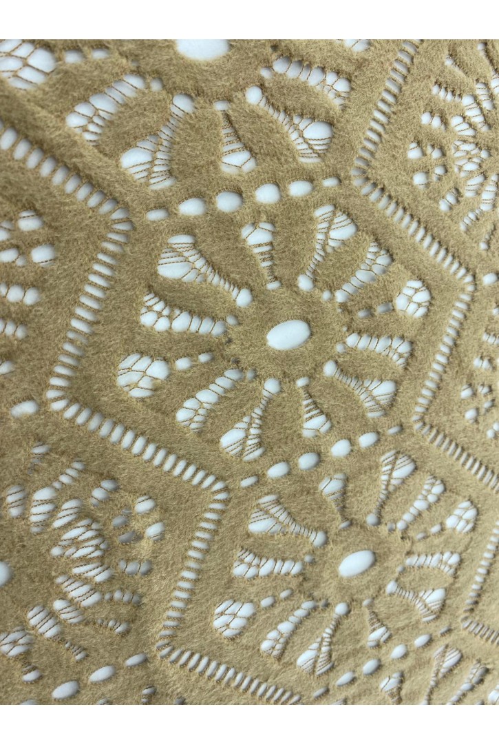 Bisküvi Renk Şardonlu Micro Polyester Yerli Dantel Kumaş