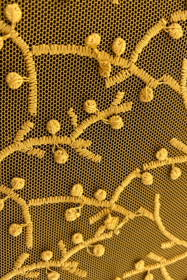 Hardal Tül Üzeri Mat Brode - Yerli Polyester (11334)