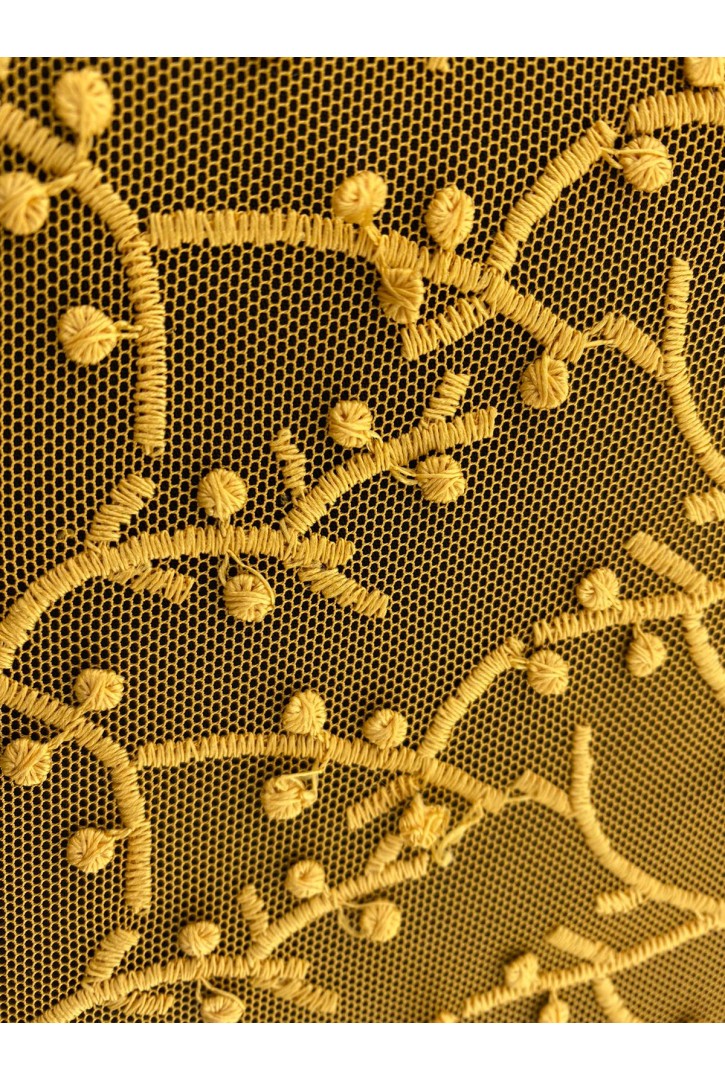 Hardal Tül Üzeri Mat Brode - Yerli Polyester (11334)