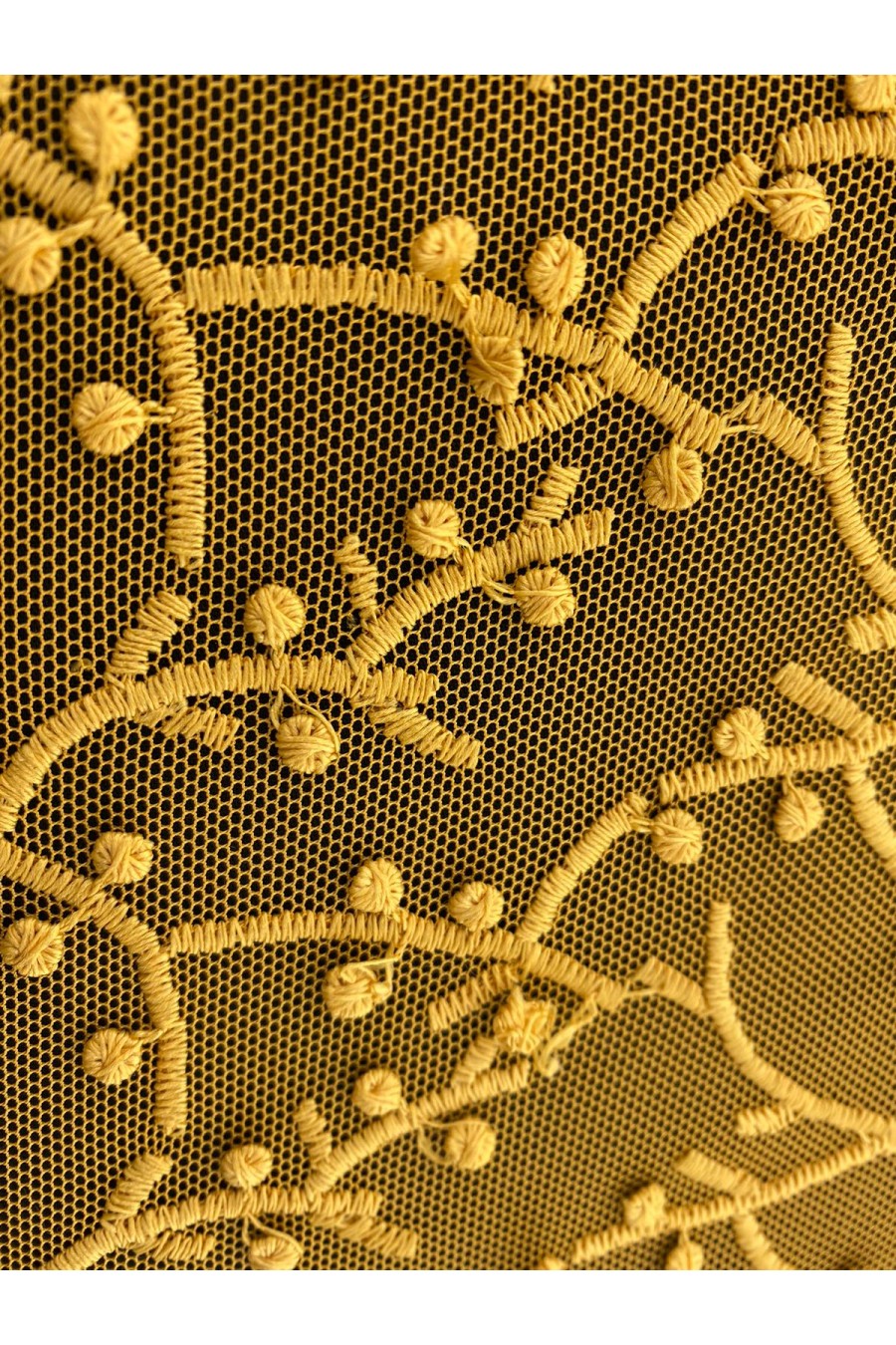 Hardal Tül Üzeri Mat Brode - Yerli Polyester (11334)