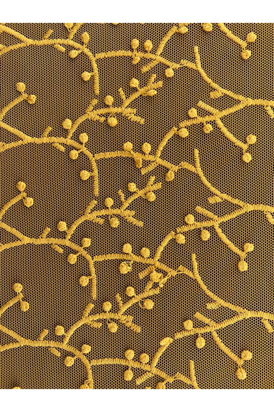 Hardal Tül Üzeri Mat Brode - Yerli Polyester (11334)