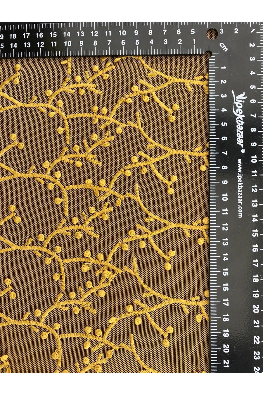 Hardal Tül Üzeri Mat Brode - Yerli Polyester (11334)