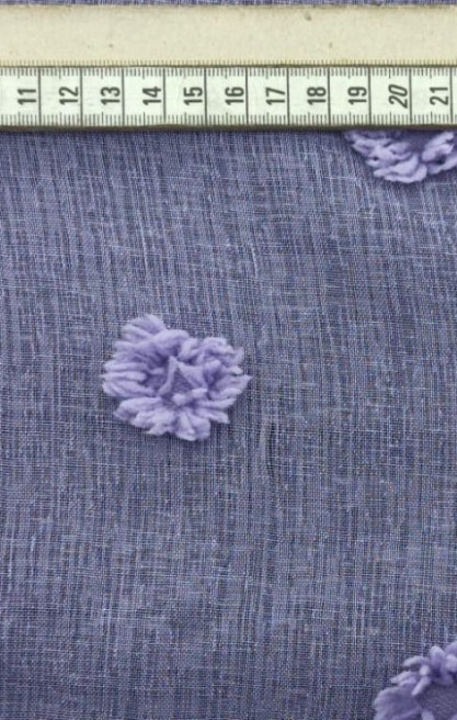 Lila Ponpon Detaylı Dokuma Kumaş