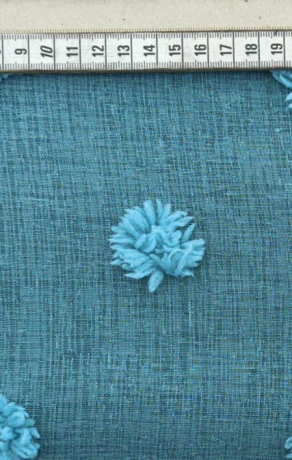 Mint Ponponlu Dokuma Kumaş - Yerli Polyester (10210)