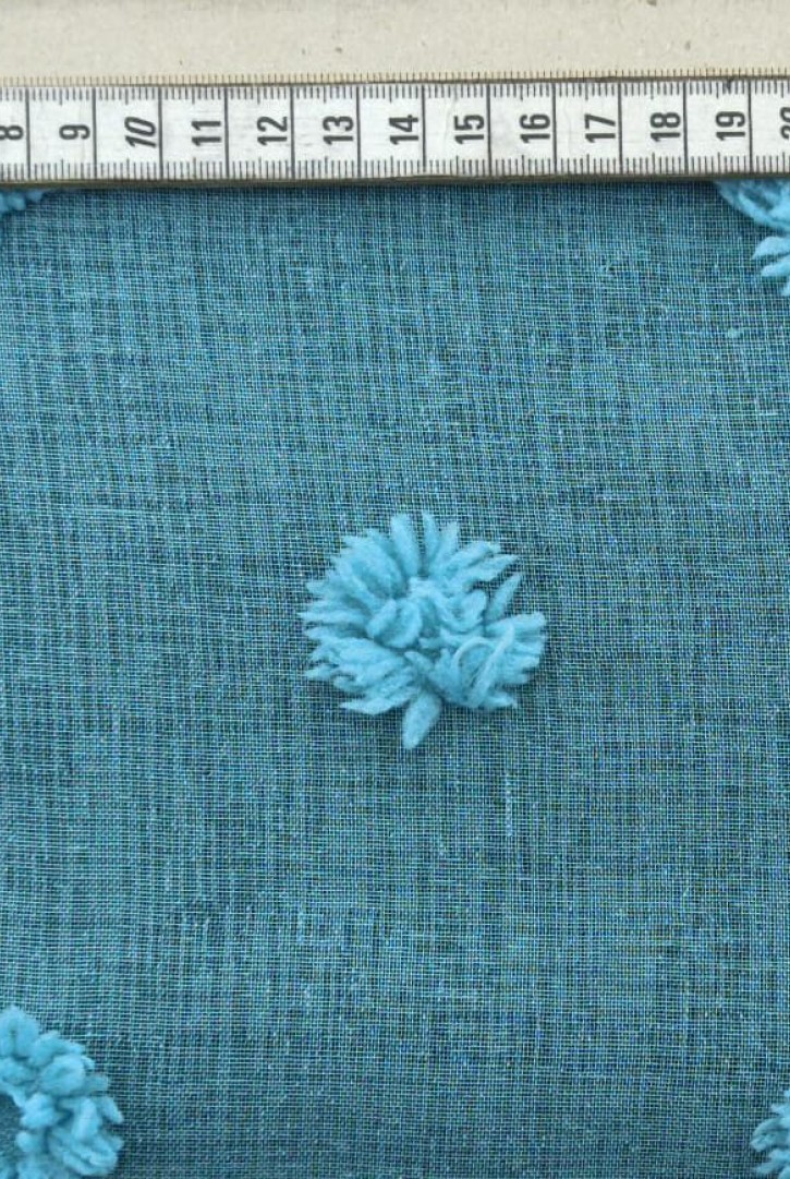 Mint Ponponlu Dokuma Kumaş - Yerli Polyester (10210)