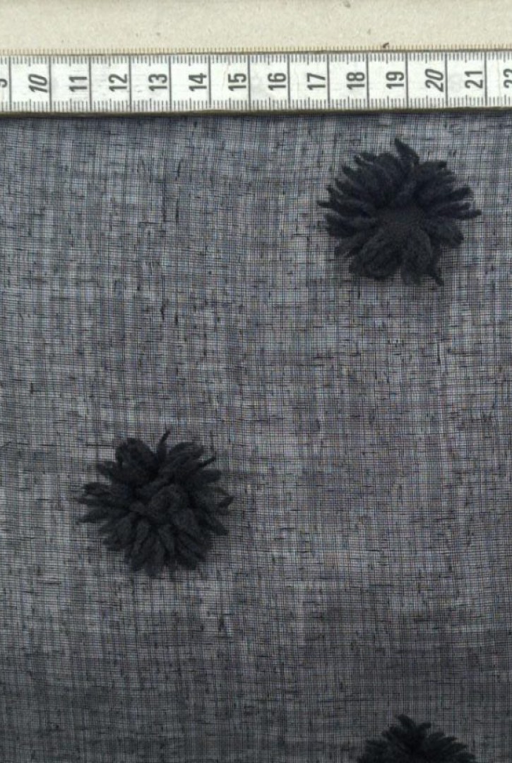 10210 DOKUMA KUMAŞ/YERLİ/LEZ/POLYESTER/PONPON/SİYAH