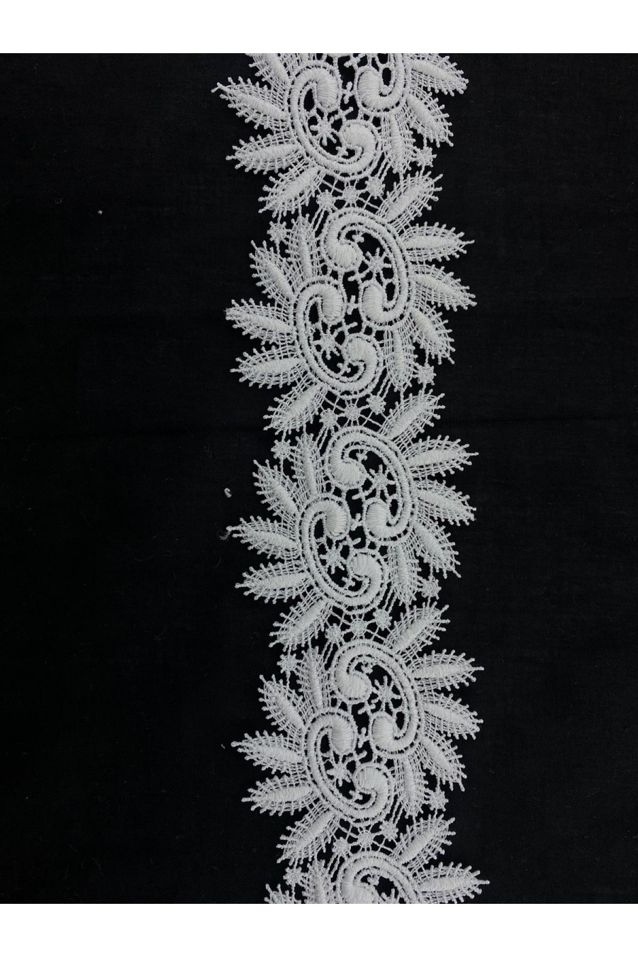 Beyaz Mat Polyester Güpür Brode Bant, 6 cm