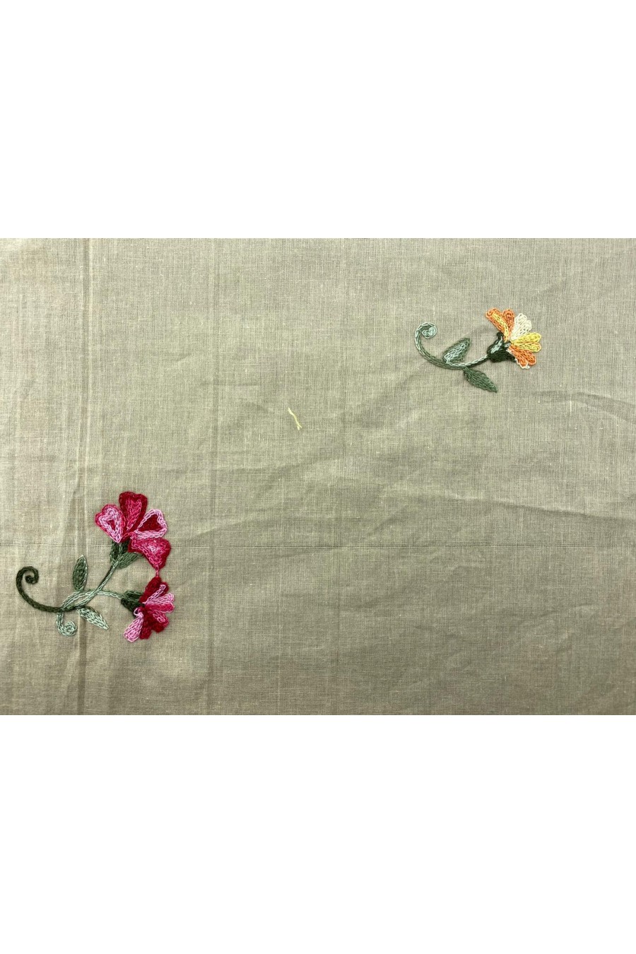 16554-METRE Bej Zemin Renkli Nakışlı İthal Vual Brode