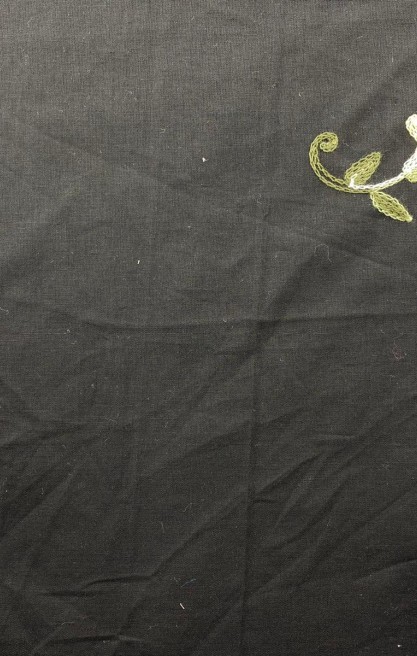 Siyah Zemin Renkli Nakışlı Vual Brode Kumaş