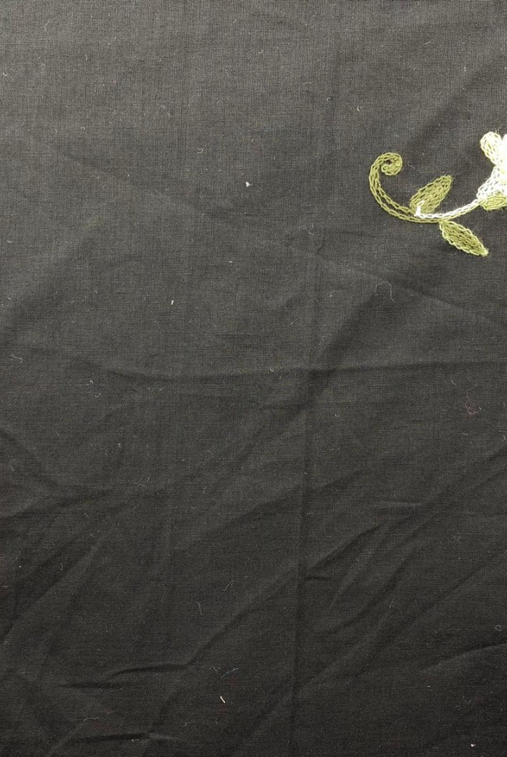 Siyah Zemin Renkli Nakışlı Vual Brode Kumaş