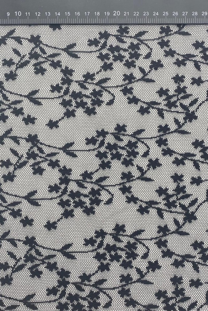 Siyah Tül Üzeri Polyester Dantel, 155 cm