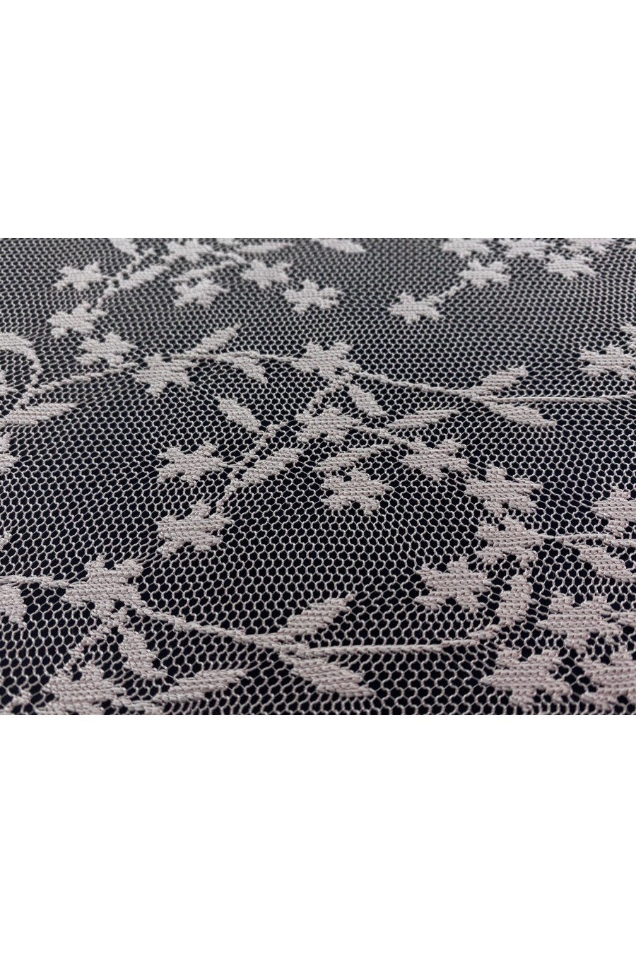 15390-KG Pudra Renk Tül Üzeri Polyester Dantel, 155 cm