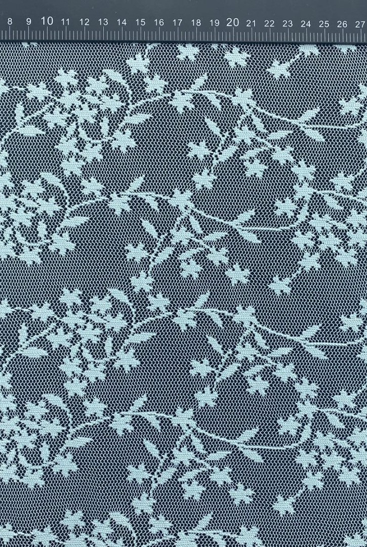 Mint Renk Tül Üzeri Polyester Dantel, 155 cm