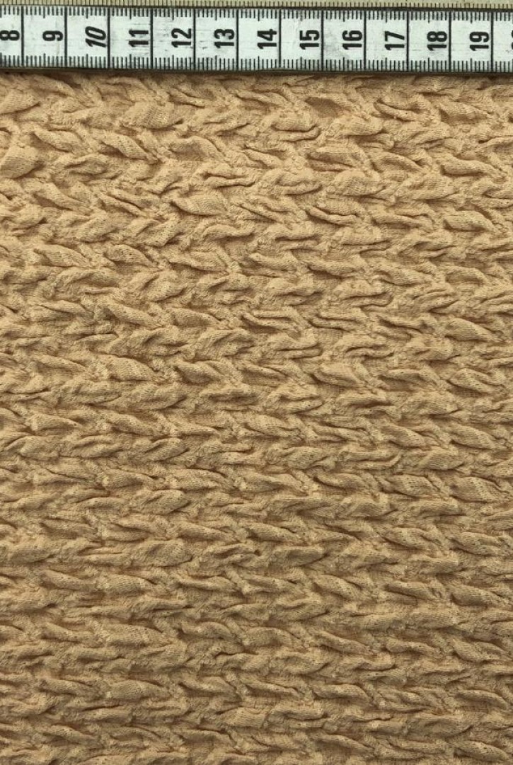 Bej Likralı Pamuk Naylon Dantel, İthal, 120 cm