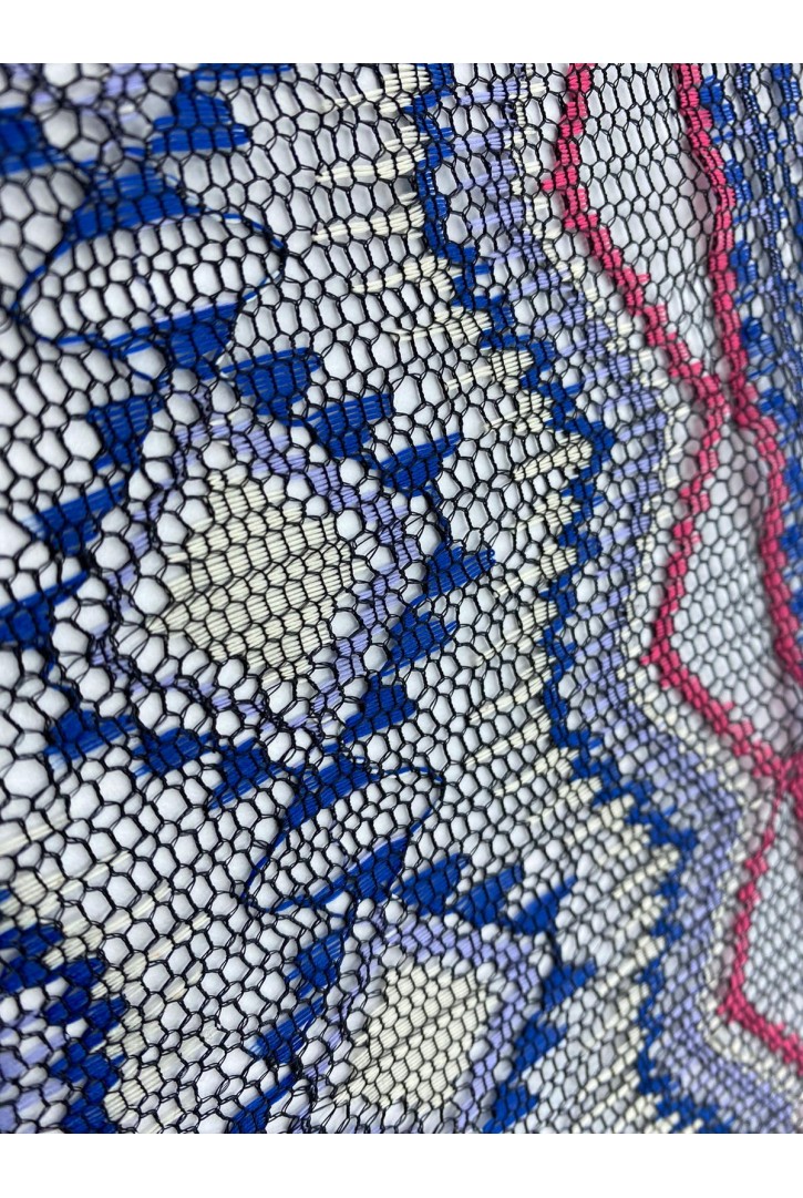 Mor Nakışlı Naylon Karışımlı Polyester Yerli Dantel, 150 cm