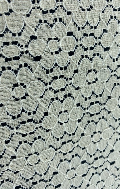 Fikse İşlemeli Pamuk Polyester Yerli Dantel