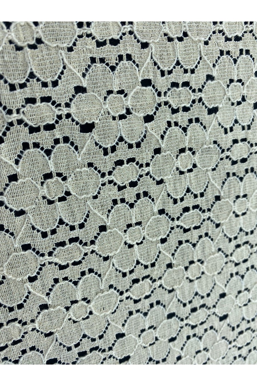Fikse İşlemeli Pamuk Polyester Yerli Dantel