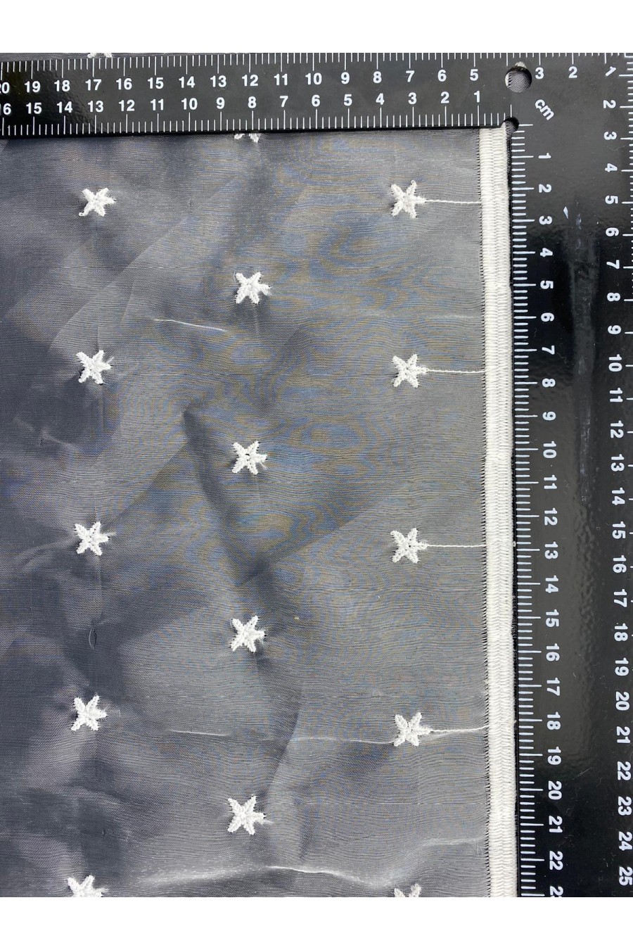 Beyaz Yıldızlı Organze Tül Kumaş, Ham, 150 cm
