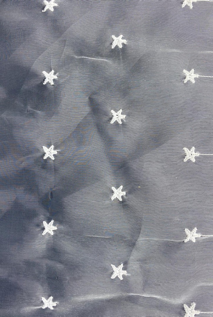 Beyaz Yıldızlı Organze Tül Kumaş, Ham, 150 cm