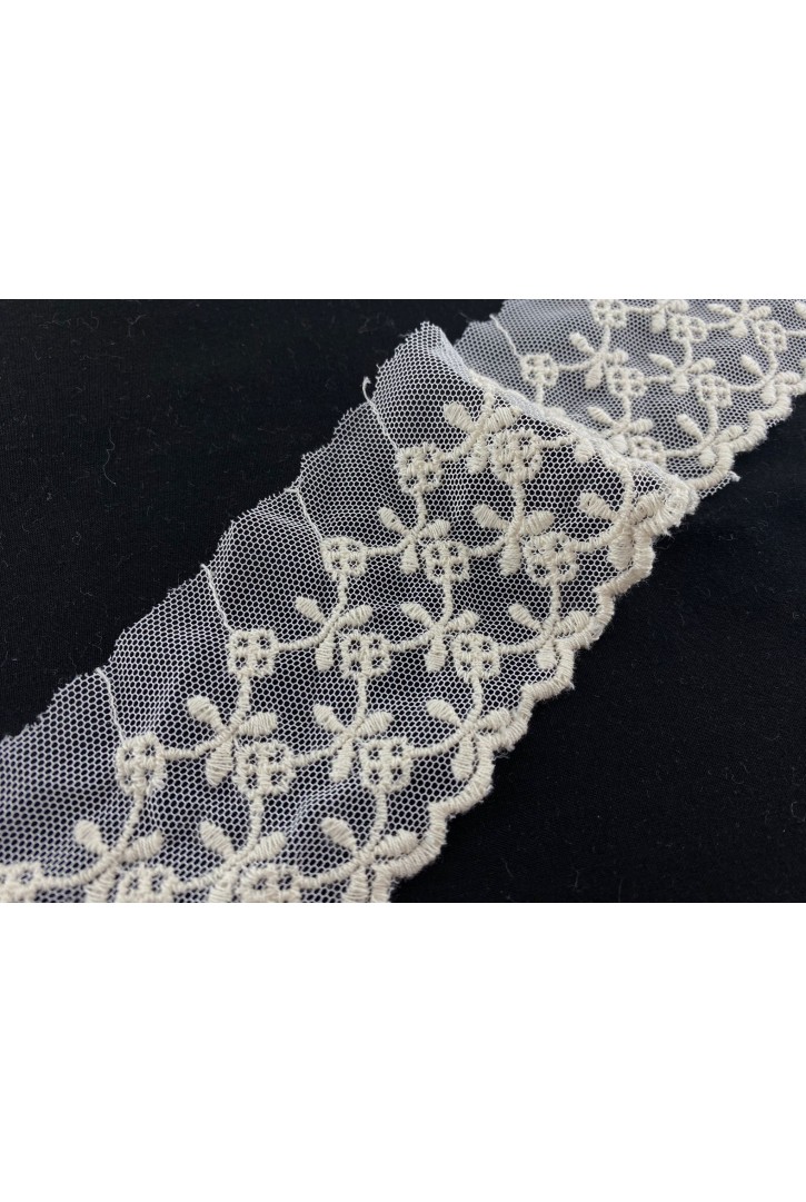 7 cm Ham Pamuk Tül Üzeri Brode Bant