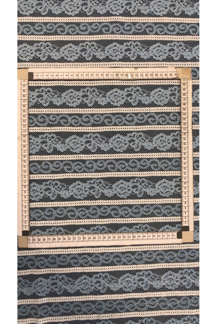 Mavi Beyaz Kordlu Raşel Dantel, Polyester