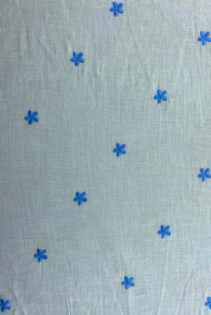 16045  BRODE/YERLİ/LEZ/VUAL/PAMUK POLYESTER/BOHRERLİ/MAVİ NAKIŞ/KASAR ZEMİN/135 CM